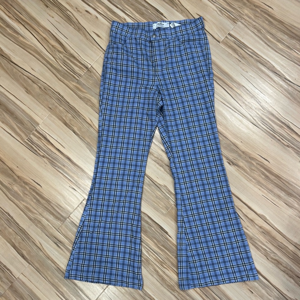 Hollister Blue Plaid Boot Cut Pants